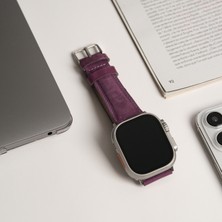 Toronata Apple Watch Uyumlu Deri Kordon & Kayış - 42 / 44 / 45 / 46 / 49 mm - Ultra / Ultra 2 / Seri 9 / 8 / 7 / 6 / 5 / 4 / 3 - Mor