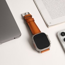 Toronata Apple Watch Uyumlu Deri Kordon & Kayış - 42 / 44 / 45 / 46 / 49 mm - Ultra / Ultra 2 / Seri 9 / 8 / 7 / 6 / 5 / 4 / 3 - Taba