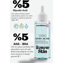 LoraShine Anti-Acne Yüz Toniği 200  ml   Aha Bha Niacinamide Exfoliating Cilt Arındırıcı Tonik