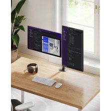 Multizone 14-32” Çift Kollu Masaüstü Ayarlanabilir Monitör Tutucu Tv Pc LCD LED Standı Çelik Tasarım