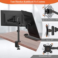 Multizone 14-32” Çift Kollu Masaüstü Ayarlanabilir Monitör Tutucu Tv Pc LCD LED Standı Çelik Tasarım