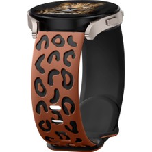 Sneezy Huawei Watch Gt2 Gt3 42MM Ile Uyumlu Leopar Desenli Silikon Kordon Kayış