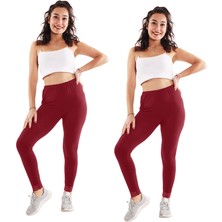 Asn Concept Kadın Bordo Dantelli 2'li Paket Tayt (Büyük Beden Seçeneğiyle)