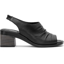 Venüs 2311513 Kadın  Deri Büzgülü Kalın Topuk Comfort Sandalet