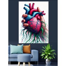 Kalp ve Damarlar Dekoratif Kanvas - Mdf Ahşap Tablo