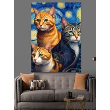 Van Gogh Kedileri Dekoratif Kanvas - Mdf Ahşap Tablo