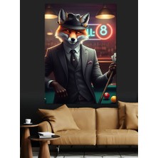 Bilardo Tilkisi Dekoratif Kanvas - Mdf Ahşap Tablo