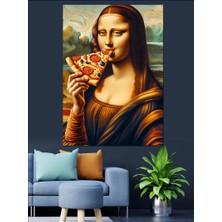 Pizza Mona Lisa Dekoratif Kanvas - Mdf Ahşap Tablo