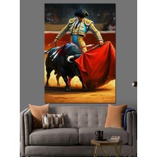 Matador ve Boğa Dekoratif Kanvas - Mdf Ahşap Tablo