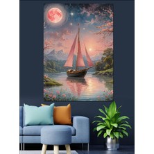 Ay Işığı Yelken Dekoratif Kanvas - Mdf Ahşap Tablo