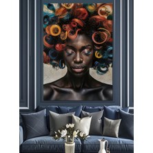 Renkli Saçlı Kadın Dekoratif Kanvas - Mdf Ahşap Tablo