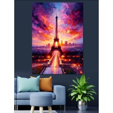Eyfel ve Gün Batımı Dekoratif Kanvas - Mdf Ahşap Tablo