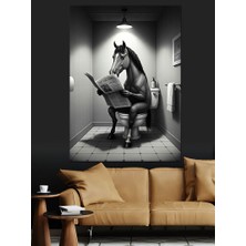 Gazete Okuyan At Dekoratif Kanvas - Mdf Ahşap Tablo