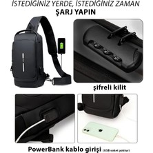 Newish Erkek Siyah Usb Çıkışlı Çapraz Askılı Omuz ve Bel Çantası new222