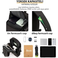 Newish Erkek Siyah Usb Çıkışlı Çapraz Askılı Omuz ve Bel Çantası new222