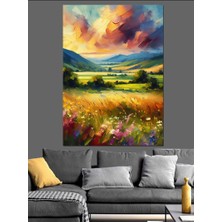 Çiçekli Vadi Dekoratif Kanvas - Mdf Ahşap Tablo