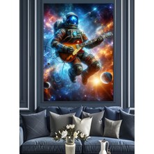 Uzayda Gitarcı Dekoratif Kanvas - Mdf Ahşap Tablo