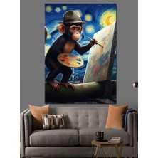 Ressam Maymun Dekoratif Kanvas - Mdf Ahşap Tablo