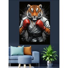 Boksör Kaplan Dekoratif Kanvas - Mdf Ahşap Tablo