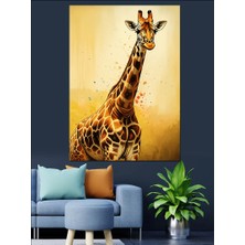 Gözlüklü Zürafa Dekoratif Kanvas - Mdf Ahşap Tablo