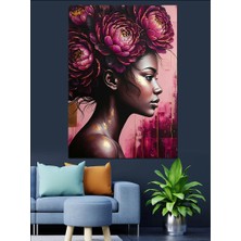 Çiçek Taçlı Kadın Dekoratif Kanvas - Mdf Ahşap Tablo