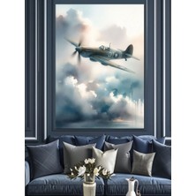 Gökyüzünde Savaş Uçağı Dekoratif Kanvas - Mdf Ahşap Tablo