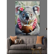 Hindistan Cevizli Koala Dekoratif Kanvas - Mdf Ahşap Tablo
