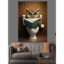 Tuvalet ve Baykuş Dekoratif Kanvas - Mdf Ahşap Tablo