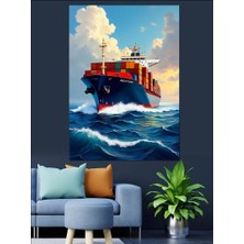 Deniz Yük Gemisi Dekoratif Kanvas - Mdf Ahşap Tablo