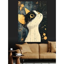 Soyut Kedi Dekoratif Kanvas - Mdf Ahşap Tablo