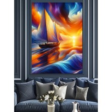 Denizdeki Yelkenli Dekoratif Kanvas - Mdf Ahşap Tablo