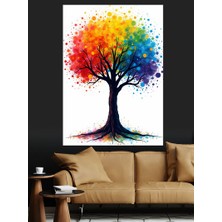 Renkli Ağaç Dekoratif Kanvas - Mdf Ahşap Tablo