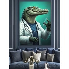 Doktor Timsah Dekoratif Kanvas - Mdf Ahşap Tablo