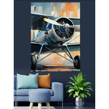 Retro Savaş Uçağı Dekoratif Kanvas - Mdf Ahşap Tablo