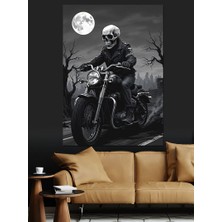 Ayışığında Motorcu Dekoratif Kanvas - Mdf Ahşap Tablo