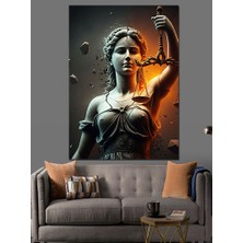 Adalet Heykeli Figürü Dekoratif Kanvas - Mdf Ahşap Tablo