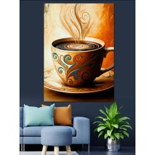 Sanatsal Kahve Fincanı Dekoratif Kanvas - Mdf Ahşap Tablo