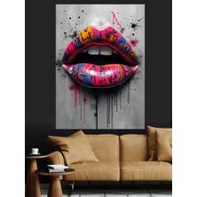 Grafiti Dudak Sanatı Dekoratif Kanvas - Mdf Ahşap Tablo