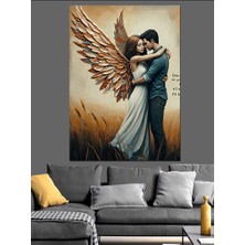 Kanatlı Sarılan Çift Dekoratif Kanvas - Mdf Ahşap Tablo