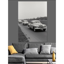 Klasik Arabalar Yarışı Dekoratif Kanvas - Mdf Ahşap Tablo