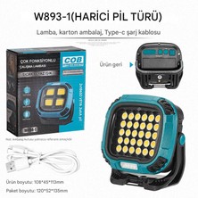 W893 Çok Fonksiyonlu Şarj Edilebilir Lamba LED Çalışma Lambası 4000K-7000K-KIRMIZI (Powerbank)
