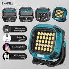 W893 Çok Fonksiyonlu Şarj Edilebilir Lamba LED Çalışma Lambası 4000K-7000K-KIRMIZI (Powerbank)
