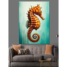 Turuncu Denizatı Çizimi Dekoratif Kanvas - Mdf Ahşap Tablo