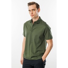 Desen Triko Erkek Polo Yaka Merserize T-Shirt Yeşil