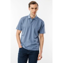 Desen Triko Erkek Polo Yaka Pike Merserize T-Shirt D.mavi