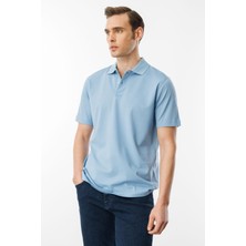 Desen Triko Erkek Polo Yaka Pike Merserize T-Shirt K.mavi