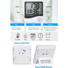 Rozia Dijital Termometre Higrometre Hava İstasyonu LCD Saat Alarm Oda İç Dış Mekan Sıcaklık Nem Ölçer