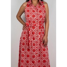 SOCRATES SOPHIA  DRESS   Gömlek Yaka Sıfır  Kol Kemerli  Desenli El Baskısı Uzun  Elbise