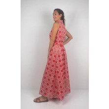 SOCRATES SOPHIA  DRESS   Gömlek Yaka Sıfır  Kol Kemerli  Desenli El Baskısı Uzun  Elbise