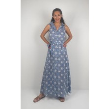 SOCRATES SOPHIA  DRESS   Gömlek Yaka Sıfır  Kol Kemerli  Desenli El Baskısı Uzun  Elbise